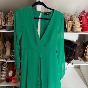 Lulu's Vibrant Emerald Long Sleeve Dress